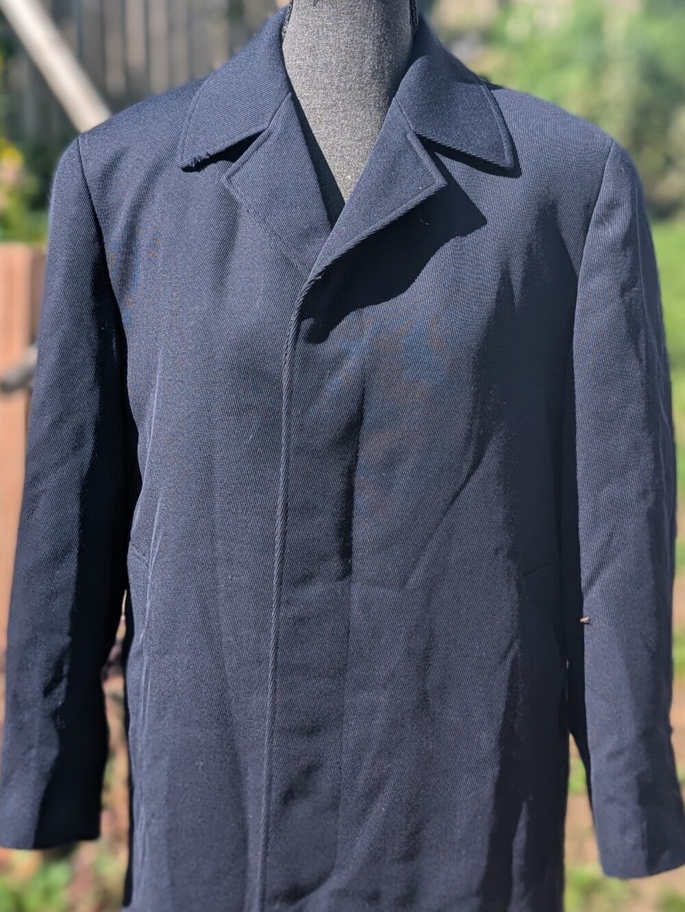Cockatoo Vintage Wool Blend Navy Blue Long Trench Style Coat 30x38 Size Small